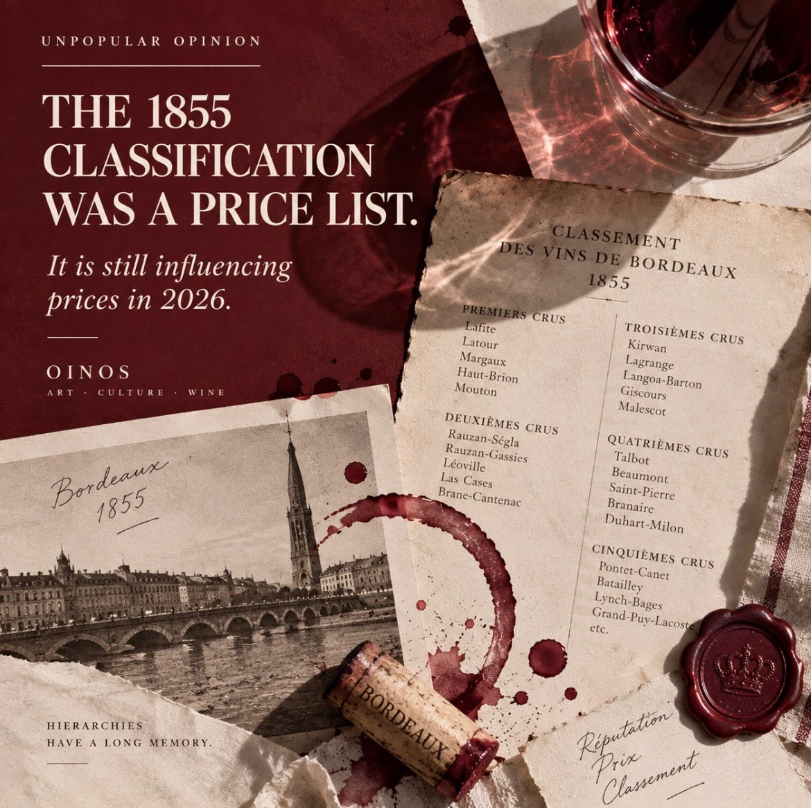 Napoleon III needed Bordeaux ranked for the 1855 Paris Universal Exhibition.